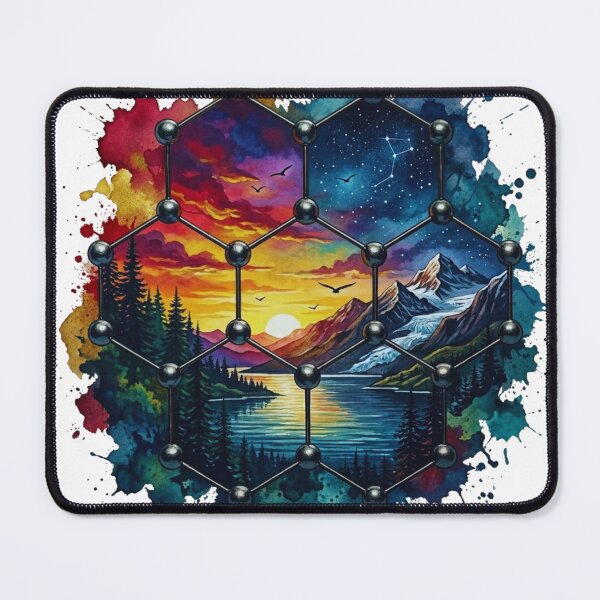 Item preview, Molecular Nature Landscape – Chemistry & Cosmic Sunset T-Shirt Design designed and sold by GabeMountainArt.