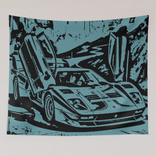 Item preview, Black and White Supercar Butterfly Doors Mountain Pass Art designed and sold by Nexus Space.