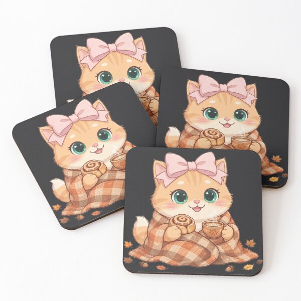 Item preview, Cozy Fall Cinnamon Roll Cat Coffee Blanket designed and sold by Moody Vibes Studio.