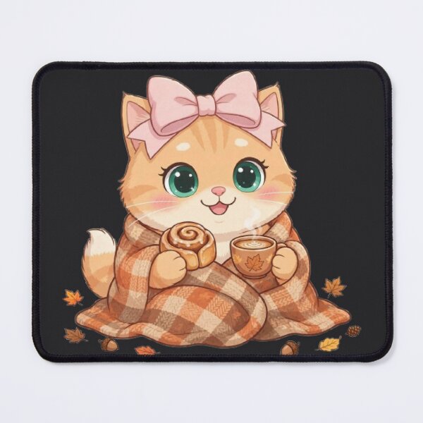 Item preview, Cozy Fall Cinnamon Roll Cat Coffee Blanket designed and sold by Moody Vibes Studio.