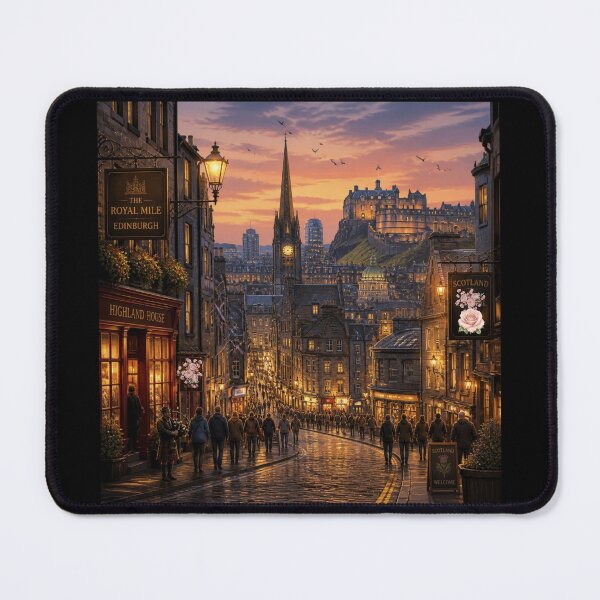 Item preview, Edinburgh Royal Mile Sunset | Vintage Scotland Street Scene designed and sold by Verantia.