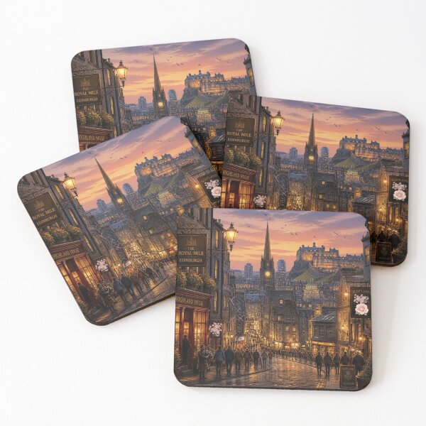 Item preview, Edinburgh Royal Mile Sunset | Vintage Scotland Street Scene designed and sold by Verantia.