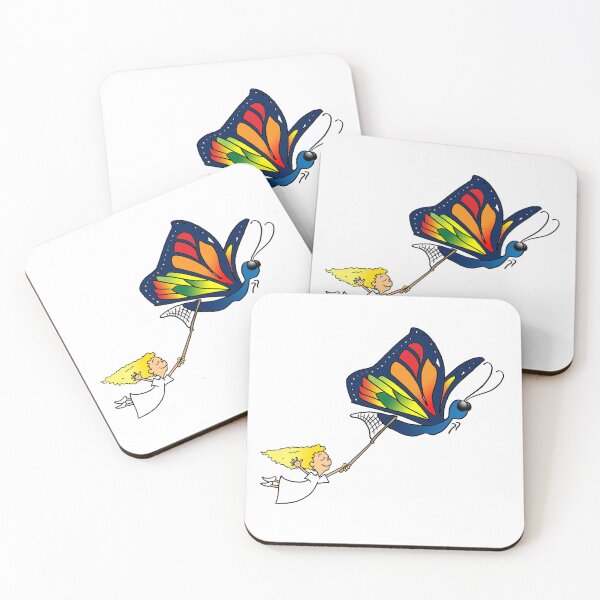 Item preview, Whimsical Butterfly Chase | Fantasy Child Illustration | Colorful Nature Wall Art designed and sold by RickE.
