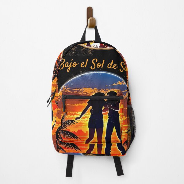 Item preview, Bajo el Sol de Salsa – Tropical Anime Dance Couple, Romantic Summer Sunset Silhouette Circle, Latin Dancers Apparel Graphic Sticker designed and sold by SmartPuns.