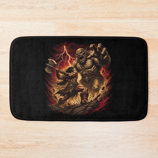 Item preview, Epic Barbarian vs Troll Dark Fantasy Battle Art - Big Graphic Print designed and sold by PoppaBear71.