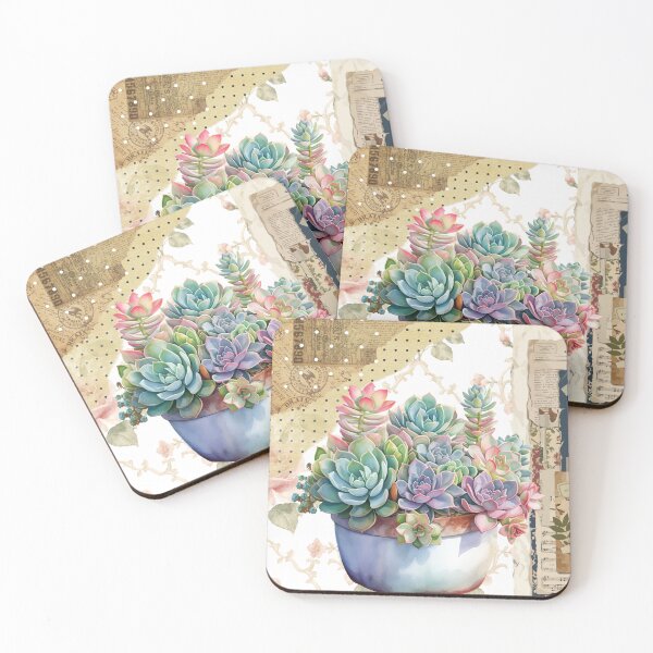 Item preview, Succulent pot collage art designed and sold by Zenna MT 1.
