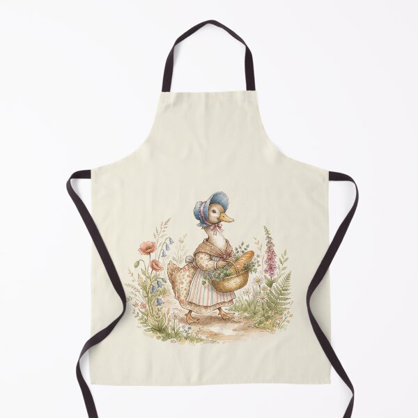 Item preview, Charming Bonnet-Wearing Duck Walking with Flower Basket Watercolor Illustration designed and sold by Pasteltone.