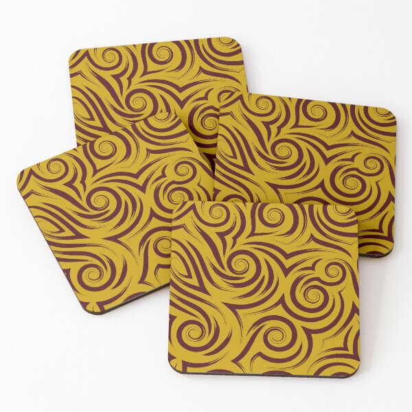 Item preview, Mustard Gold Tribal Swirl Wave Pattern designed and sold by ​Jyoti Digital Artist.