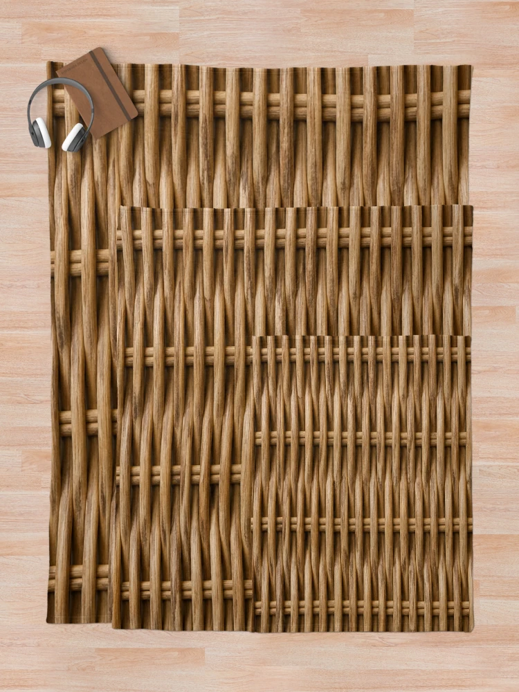 Thumbnail 5 of 6, Throw Blanket, Wicker Texture | Rustic Rattan Weave Pattern designed and sold by GSizzle1.
