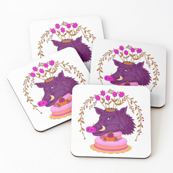 Item preview, Mystical Wild Boar Floral Cake Illustration designed and sold by jhgjykuo.