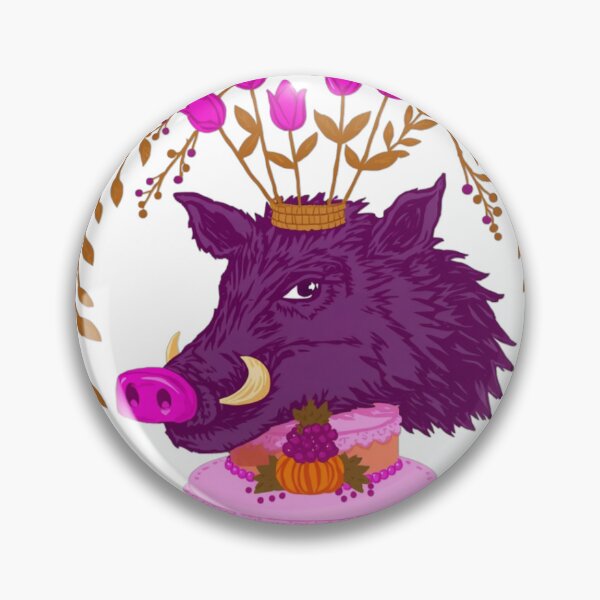 Item preview, Mystical Wild Boar Floral Cake Illustration designed and sold by jhgjykuo.
