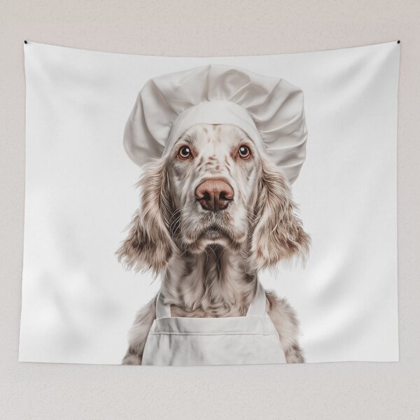 Item preview, English Setter Chef Dog Funny Cooking Apron Hat Cute Pet Portrait designed and sold by LazyOwlStore.
