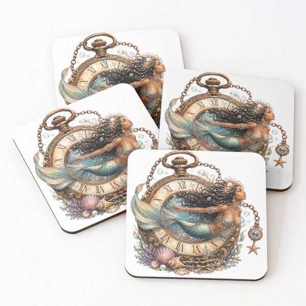 Item preview, Mermaid of Time Sticker | Fantasy Pocket Watch Mermaid designed and sold by Edenglow Prints & Peculiars.
