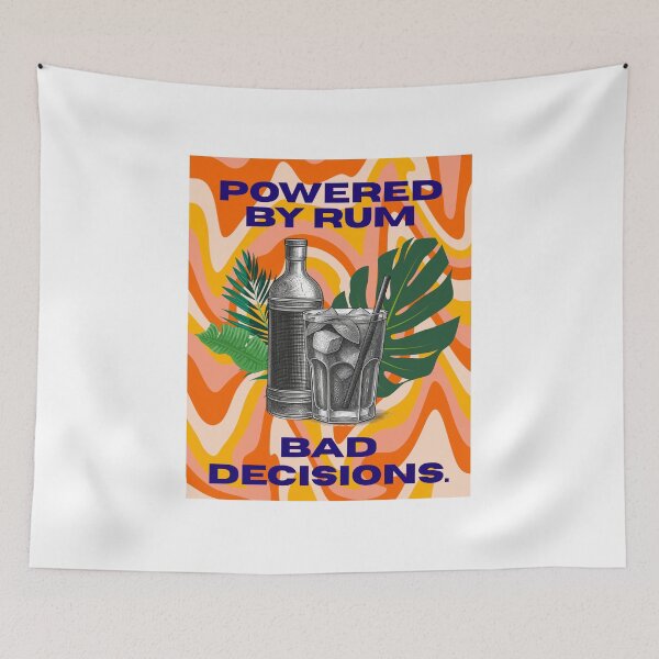 Item preview, Powered By Rum & Bad Decisions | Funny Rum Lover Shirt designed and sold by luckyhue.