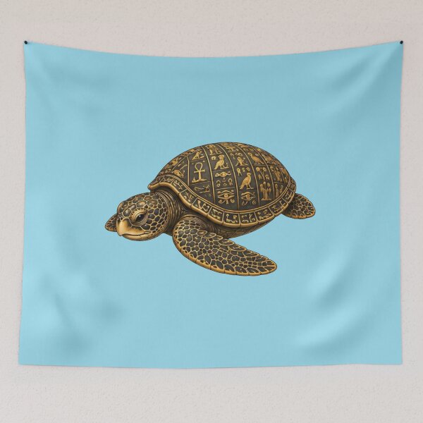 Item preview, Egyptian Script Sea Turtle | Ocean Ancient Egypt Art Collection designed and sold by Zaru Art Studio.