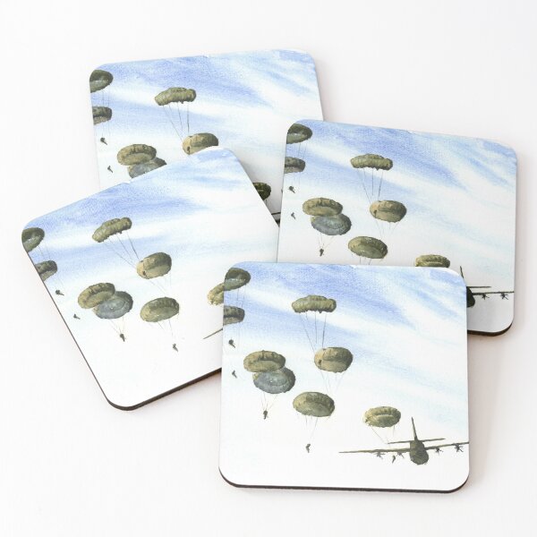 Item preview, Airborne Paratrooper Drop Watercolor Painting designed and sold by OnHeathAndMoor.