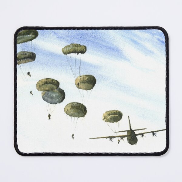 Item preview, Airborne Paratrooper Drop Watercolor Painting designed and sold by OnHeathAndMoor.