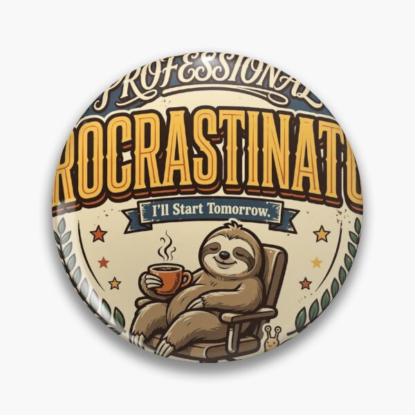 Item preview, Professional Procrastinator | Funny Vintage Badge Retro T-Shirt & Sticker designed and sold by Pixel Alchemy1.