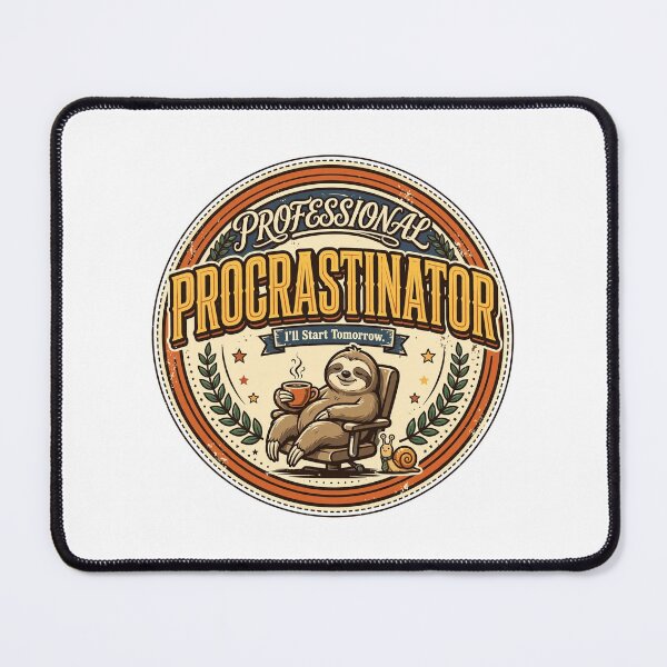 Item preview, Professional Procrastinator | Funny Vintage Badge Retro T-Shirt & Sticker designed and sold by Pixel Alchemy1.
