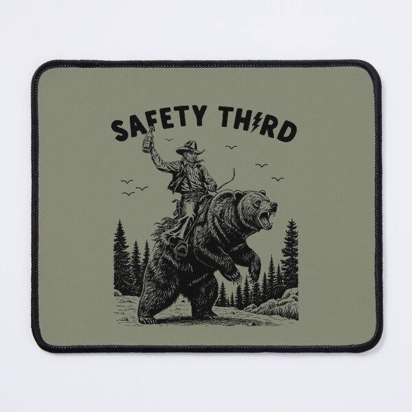 Item preview, Safety Third Cowboy Riding a Bear Funny Vintage Western art designed and sold by Gbriel3.