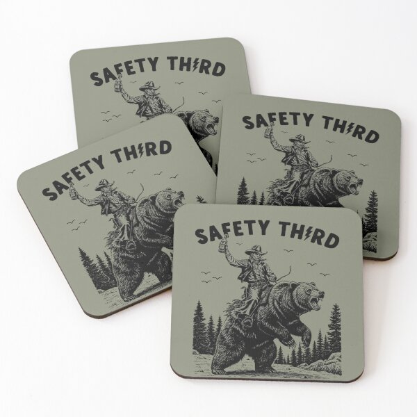 Item preview, Safety Third Cowboy Riding a Bear Funny Vintage Western art designed and sold by Gbriel3.