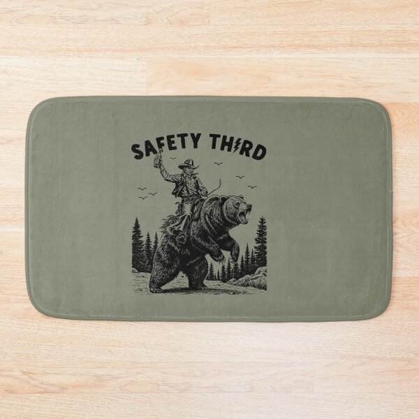 Item preview, Safety Third Cowboy Riding a Bear Funny Vintage Western art designed and sold by Gbriel3.