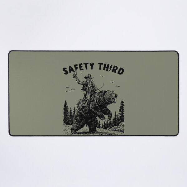 Item preview, Safety Third Cowboy Riding a Bear Funny Vintage Western art designed and sold by Gbriel3.