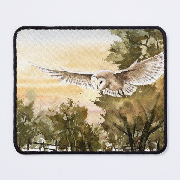 Item preview, Flying Barn Owl Wildlife Watercolor Art designed and sold by OnHeathAndMoor.
