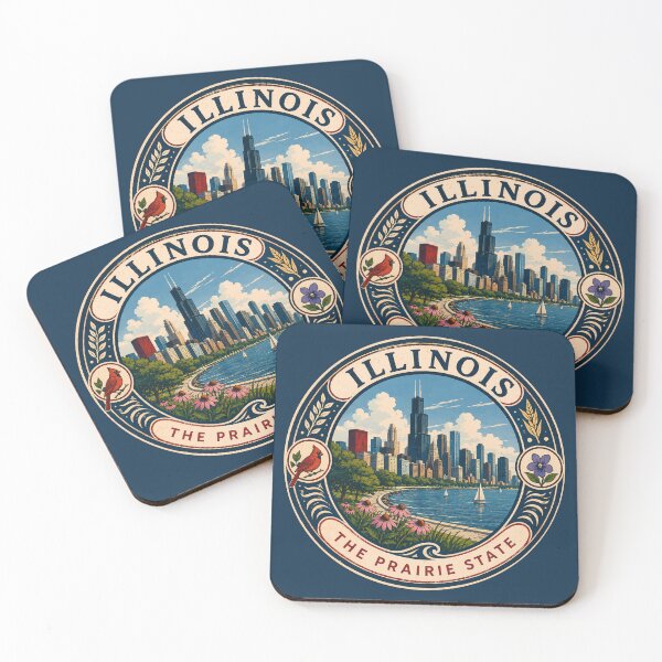 Item preview, Illinois Landscape Illustration Travel Art Badge designed and sold by KrisSidDesigns.