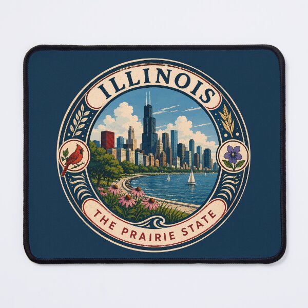 Item preview, Illinois Landscape Illustration Travel Art Badge designed and sold by KrisSidDesigns.