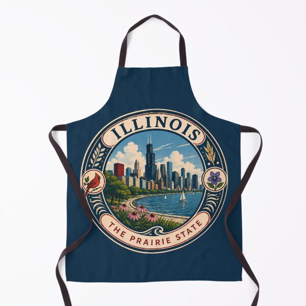 Item preview, Illinois Landscape Illustration Travel Art Badge designed and sold by KrisSidDesigns.