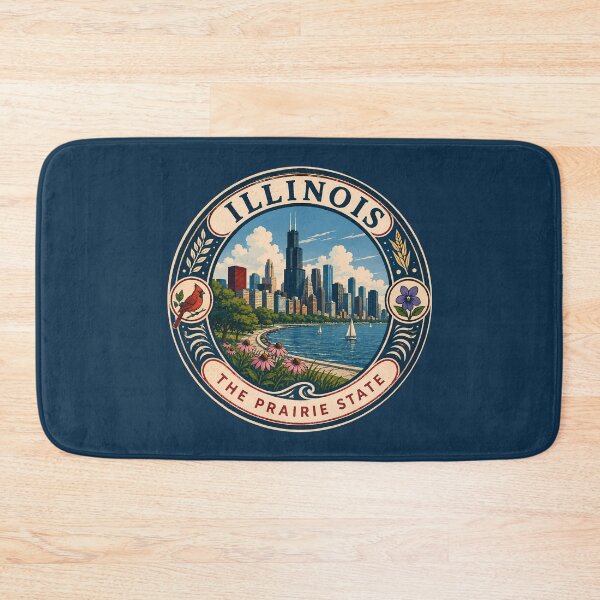 Item preview, Illinois Landscape Illustration Travel Art Badge designed and sold by KrisSidDesigns.