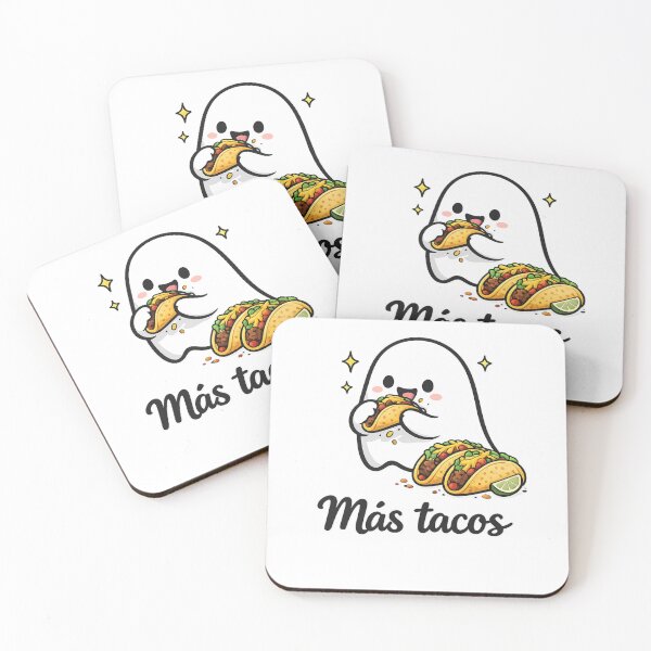 Item preview, Más Tacos Cute Ghost Eating Tacos | Funny Kawaii Mexican Food Ghost designed and sold by BlackBoneArt.
