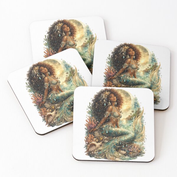 Item preview, Moonlit Lagoon Mermaid Sticker | Celestial Ocean Fantasy Art designed and sold by Edenglow Prints & Peculiars.