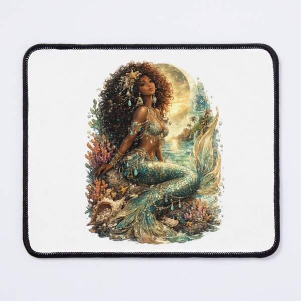 Item preview, Moonlit Lagoon Mermaid Sticker | Celestial Ocean Fantasy Art designed and sold by Edenglow Prints & Peculiars.