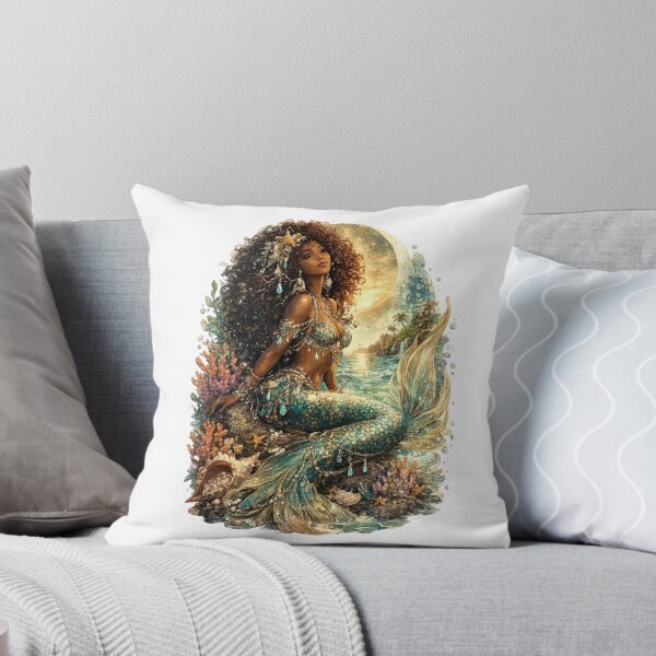 Item preview, Moonlit Lagoon Mermaid Sticker | Celestial Ocean Fantasy Art designed and sold by Edenglow Prints & Peculiars.