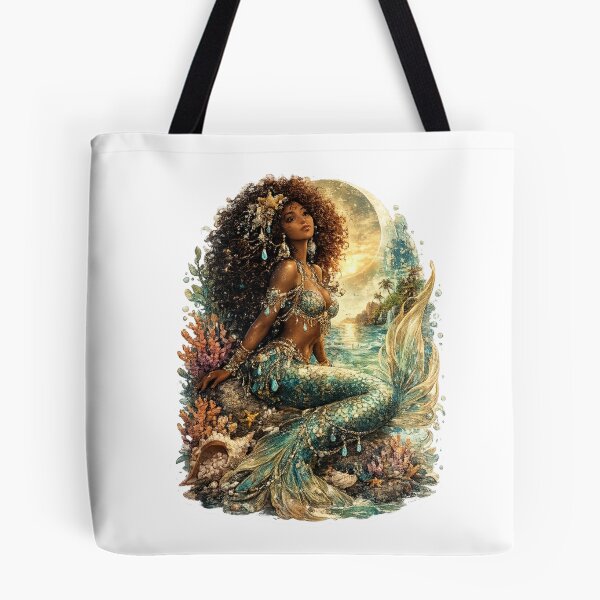 Item preview, Moonlit Lagoon Mermaid Sticker | Celestial Ocean Fantasy Art designed and sold by Edenglow Prints & Peculiars.