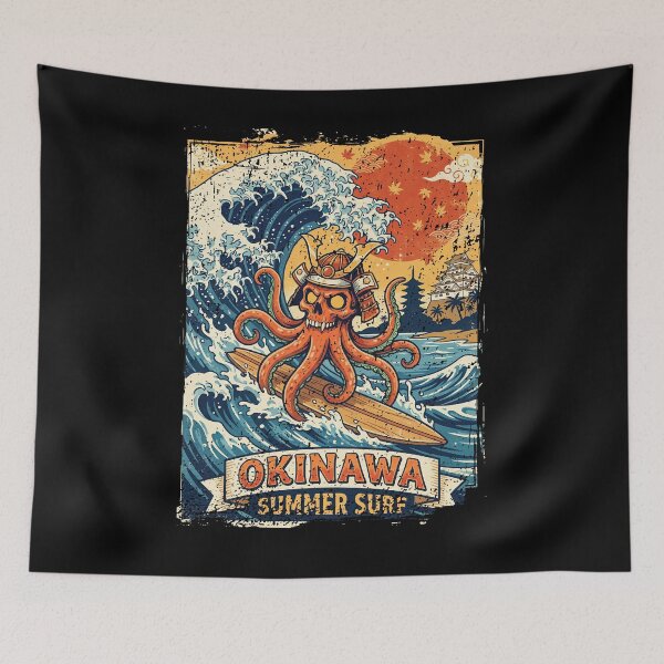 Item preview, Okinawa Samurai Skull Octopus Surf Adventure designed and sold by crouchingpixel.