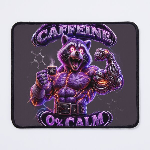 Item preview, 100% Caffeine 0% Calm - Super Muscular Pre-Workout Raccoon-#PreWorkout # designed and sold by mo-carnival.