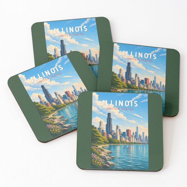 Item preview, Illinois Illustration Travel Art Vintage designed and sold by KrisSidDesigns.