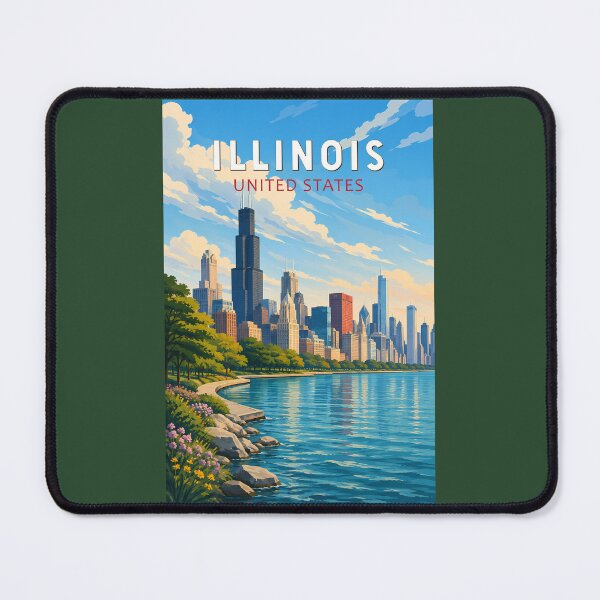 Item preview, Illinois Illustration Travel Art Vintage designed and sold by KrisSidDesigns.