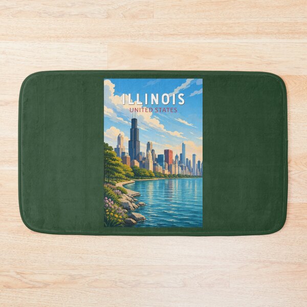 Item preview, Illinois Illustration Travel Art Vintage designed and sold by KrisSidDesigns.