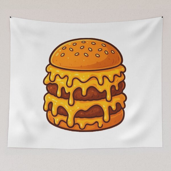 Item preview, Gourmet Double Cheeseburger Illustration with Melting Cheese designed and sold by yumnedolesa1.