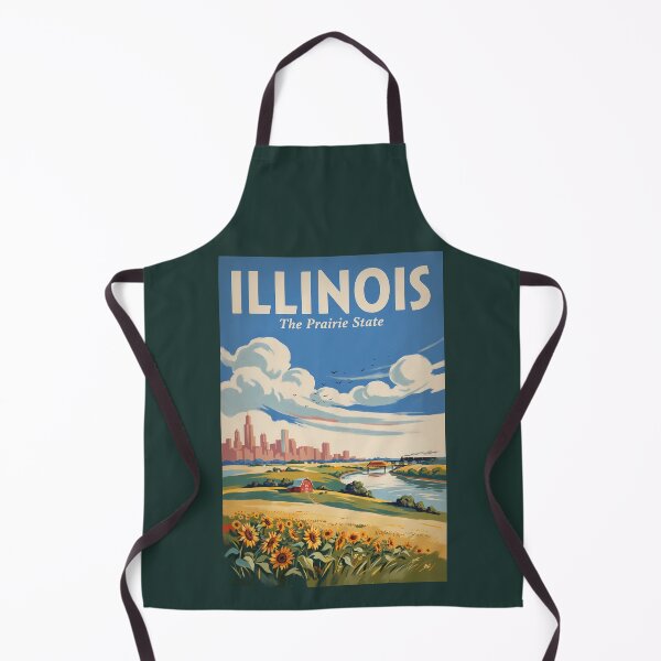 Item preview, Illinois Chicago Skyline Illustration Travel Art Vintage designed and sold by KrisSidDesigns.