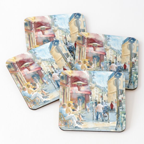 Item preview, Paris Cafe Street Scene Watercolor designed and sold by caracatita75.
