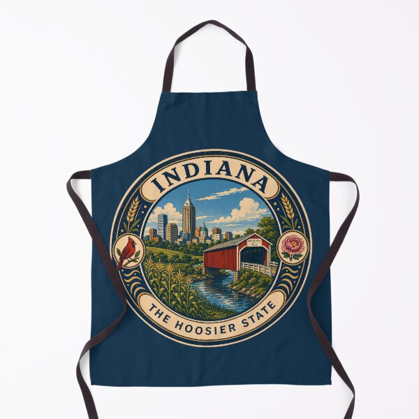 Item preview, Indiana Landscape Illustration Travel Art Badge designed and sold by KrisSidDesigns.