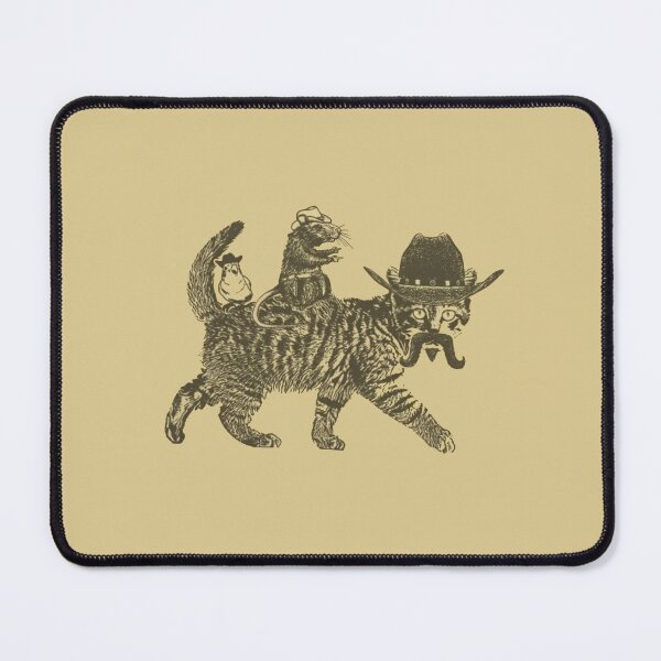 Item preview, Funny Cowboy Cat with Rat & Tiny bird Vintage Western Animal designed and sold by Gbriel3.