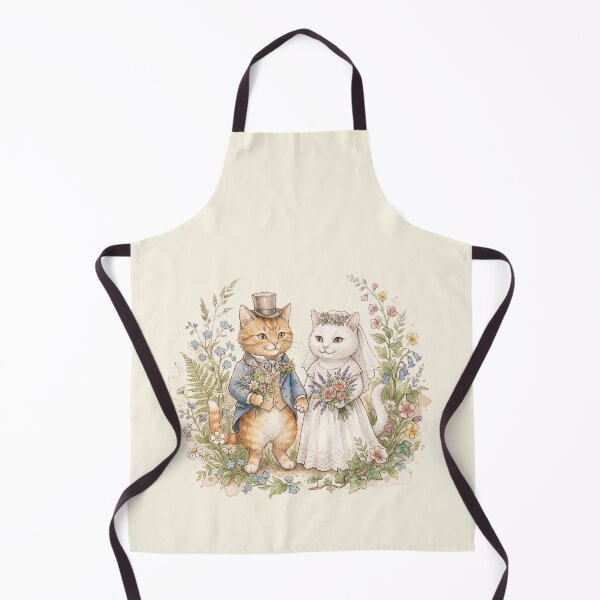 Item preview, Romantic Cat Wedding Couple in Garden Watercolor Painting designed and sold by Pasteltone.
