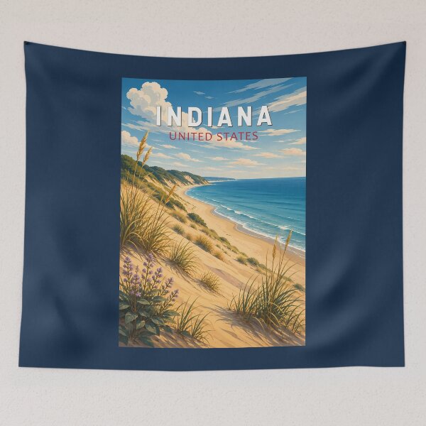 Item preview, Indiana Illustration Travel Art Vintage designed and sold by KrisSidDesigns.