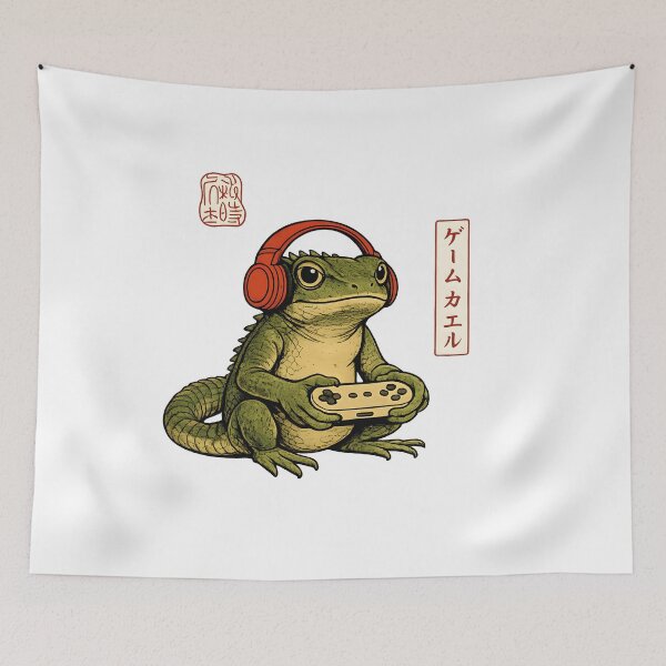 Item preview, Retro Japanese Gamer Lizard with Headphones designed and sold by notorius12.